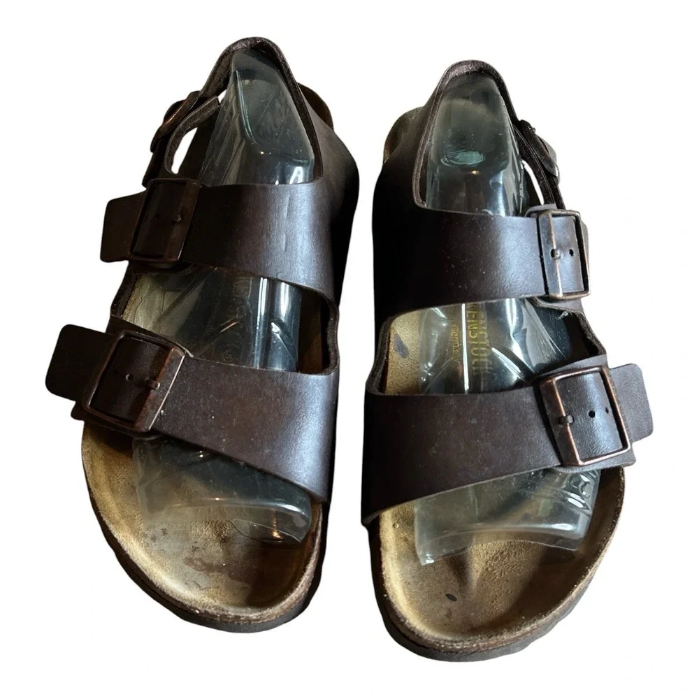 Birkenstock Milano Brown Leather Sandals Size 38 EU 7-7.5 US Made Germany
